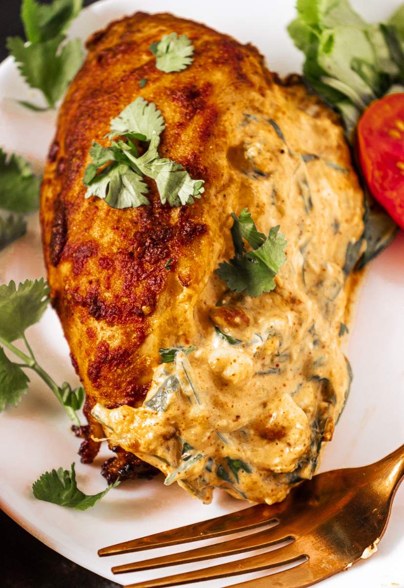 صدور الدجاج المحشوة بالسبانخ